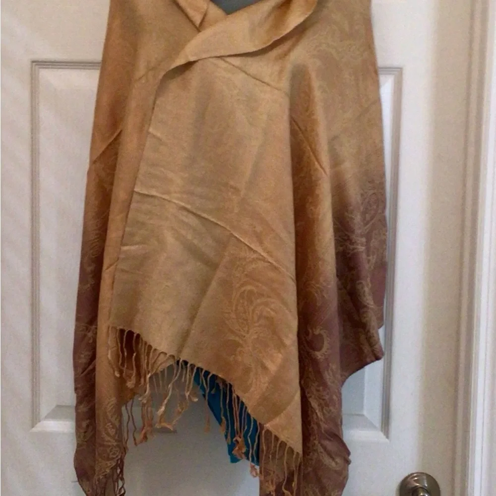 Silk feel golden ombré shawl or evening wrap